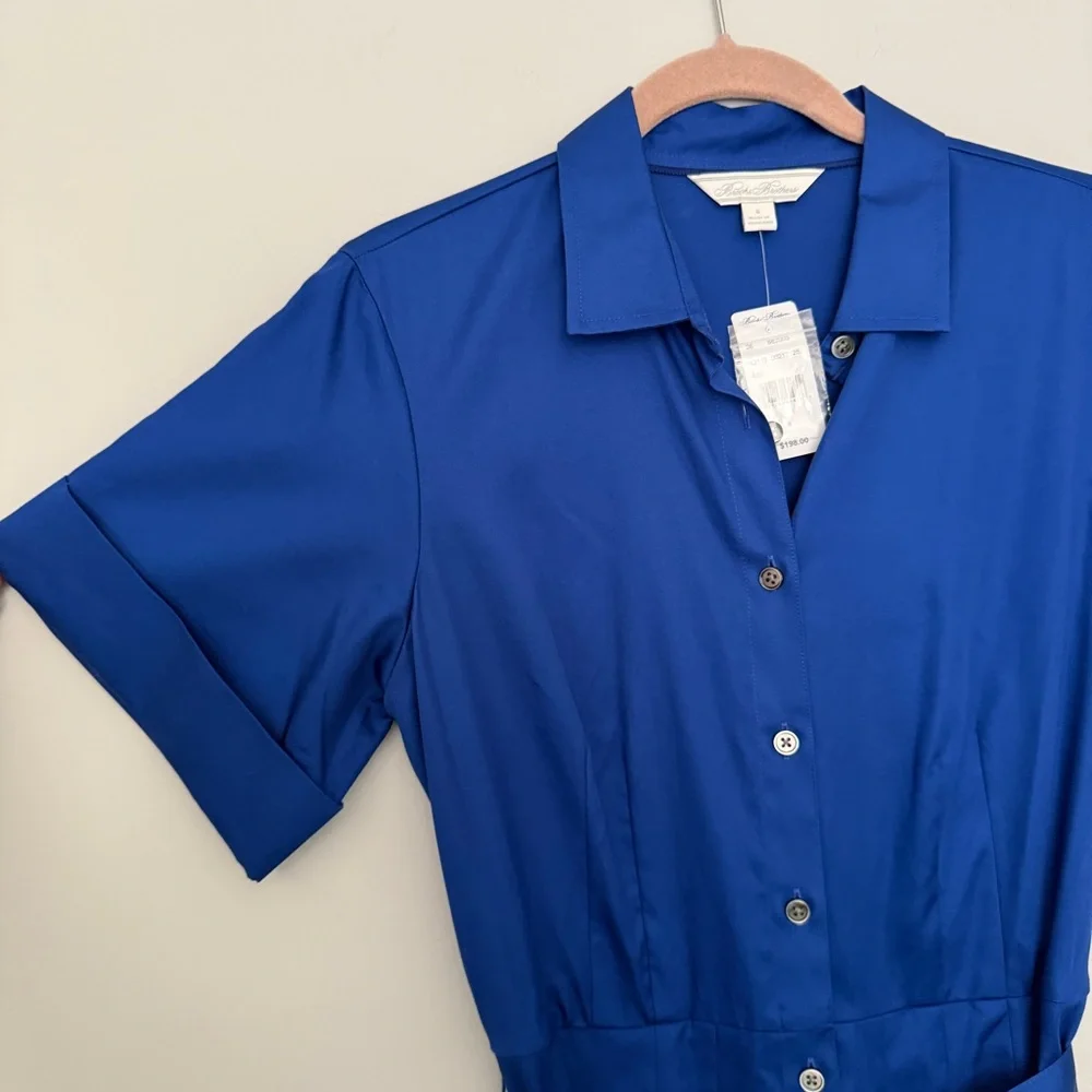 NWT Brooks Brothers Signature A-Line Cotton Sateen Shirt Dress SIZE 6 - Picture 3 of 7